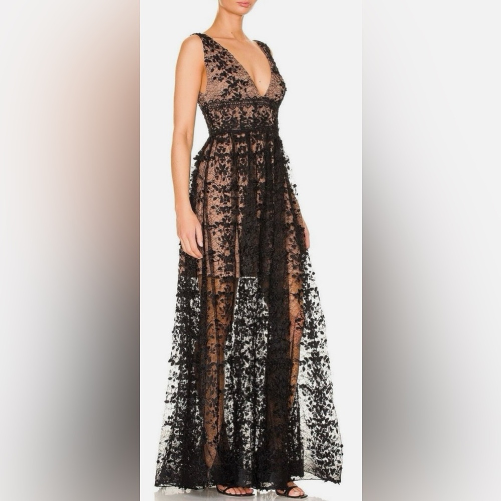 Bronx and Banco Megan Lace Black Evening Gown